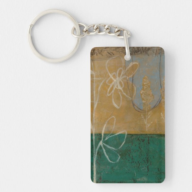 Floral Sketch with Wildflower and Plants Key Ring (Front)