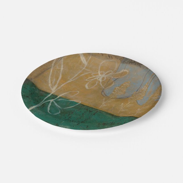 Floral Sketch with Wildflower and Plants Paper Plate (Angled)