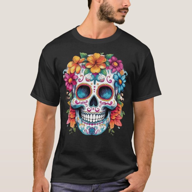 Floral Skull 17 T-Shirt (Front)