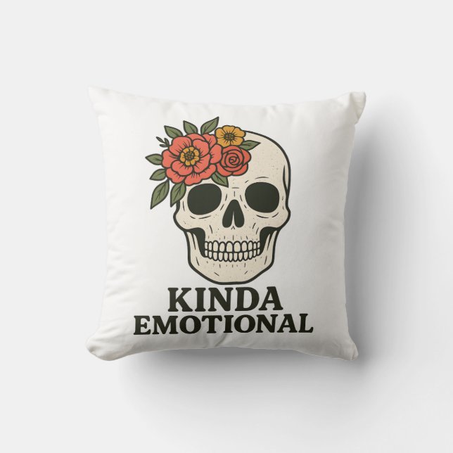 Floral Skull Aesthetic with Soft Emotional Touch Cushion (Front)