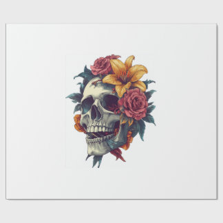 Floral Skull Bloom Wrapping Paper