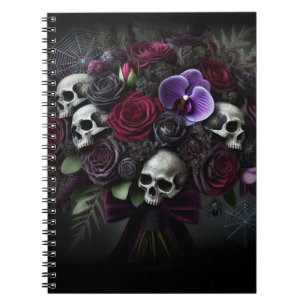 Floral Skull Bouquet Dark Gothic Halloween Notebook