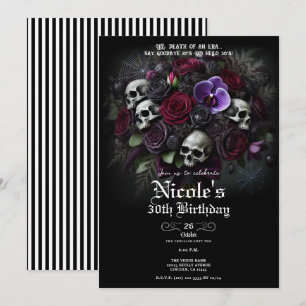 Floral Skull Bouquet Gothic Halloween Birthday Invitation