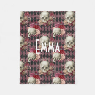 Floral Skull Custom Fleece Blanket