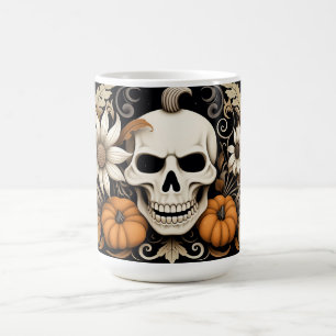 Floral Skull, Day of the Dead Style, Gothic Art Coffee Mug