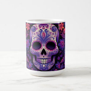Floral Skull, Day of the Dead Style, Gothic Art Coffee Mug