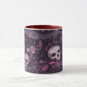 Floral Skull, Day of the Dead Style, Gothic Art Mug