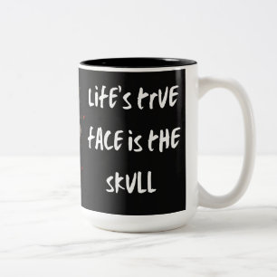 Floral Skull, Day of the Dead Style, Gothic Art Two-Tone Coffee Mug