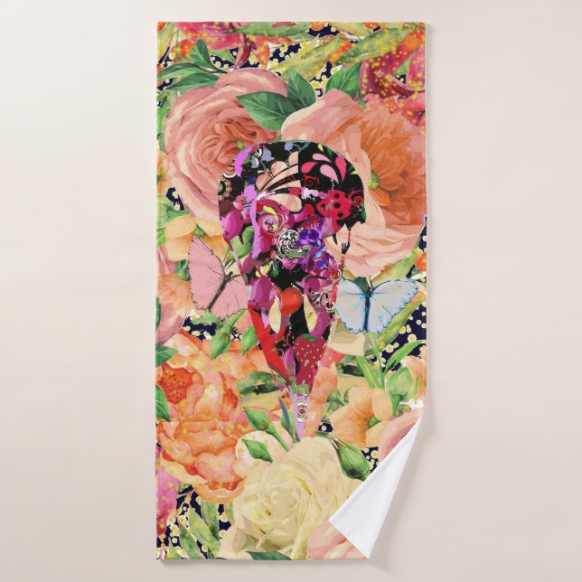 Floral Skull design  Bath Towel (Bath Towel)