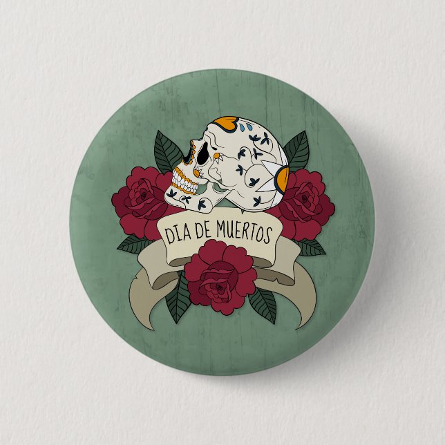 Floral Skull Dia de los Muertos | Button (Front)