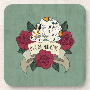 Floral Skull Dia de los Muertos   Coaster