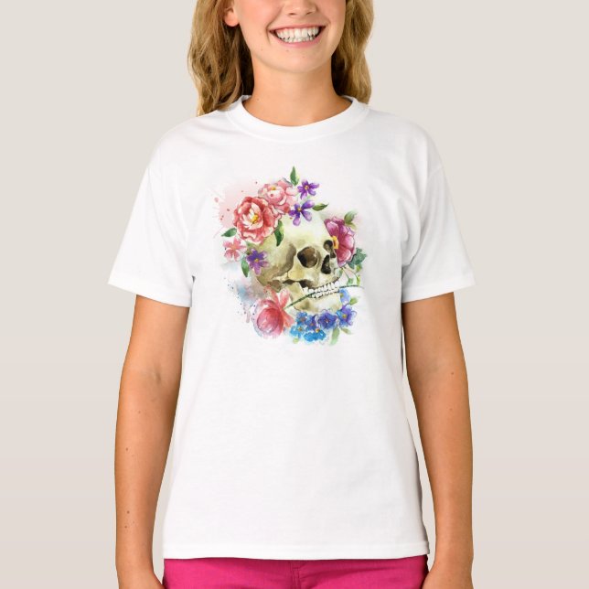 Floral Skull Dia de los Muertos | Crew Shirt (Front)