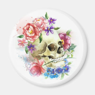Floral Skull Dia de los Muertos Magnet