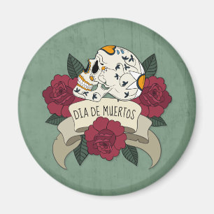 Floral Skull Dia de los Muertos Magnet