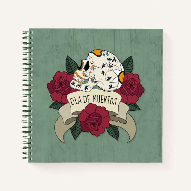 Floral Skull Dia de los Muertos | Notebook (Front)