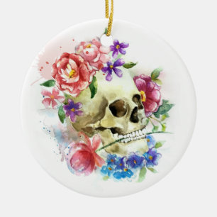 Floral Skull Dia de los Muertos   Ornament
