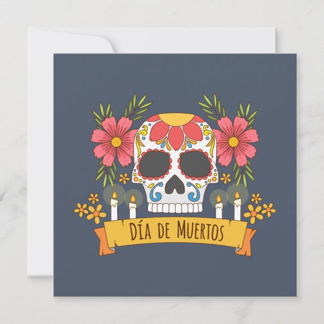 Floral Skull Dia de los Muertos | Party Invitation (Front)