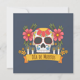 Floral Skull Dia de los Muertos   Party Invitation
