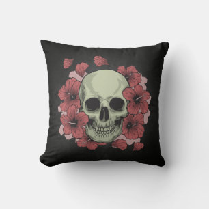 Floral Skull Dia de los Muertos Throw Pillow