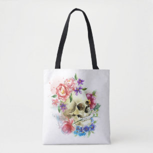 Floral Skull Dia de los Muertos Tote Bag