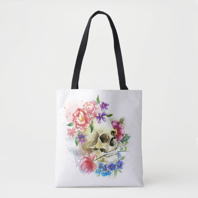 Floral Skull Dia de los Muertos | Tote Bag (Front)