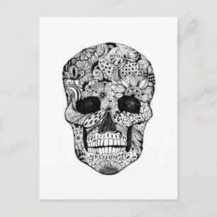 Floral Skull Doodle Postcard