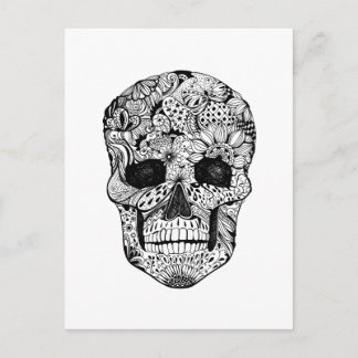 Floral Skull Doodle Postcard