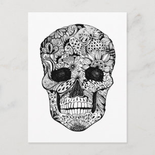 Floral Skull Doodle Postcard