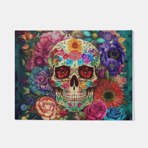 Floral Skull Doormat