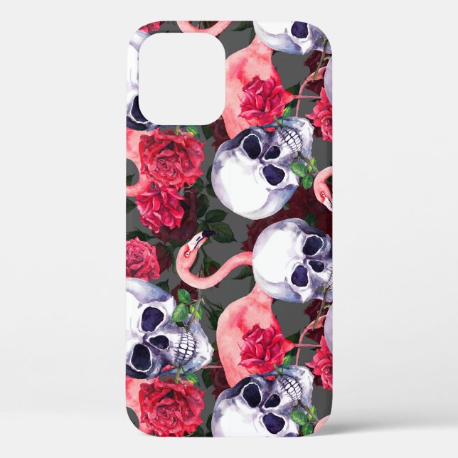 Floral skull, flamingo seamless pattern. Case-Mate iPhone case (Back)