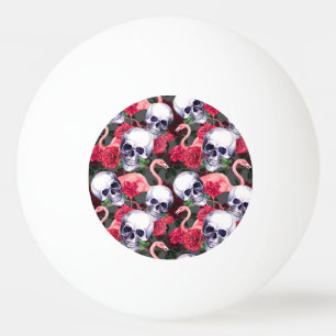 Floral skull, flamingo seamless pattern. ping pong ball