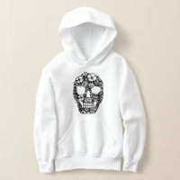 floral skull flowers intricate gothic black