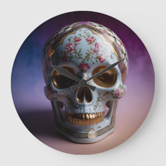 Floral Skull Geometry Clock Design by Li Tech