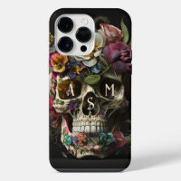 Floral Skull Goth Pagan Monogram Initials