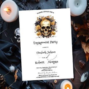 Floral Skull Gothic Engagement  Invitation