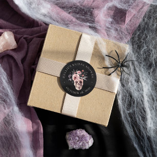 Floral Skull Halloween Bridal Shower Favour Classic Round Sticker
