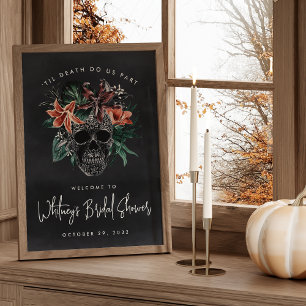 Floral Skull Halloween Bridal Shower Welcome Sign