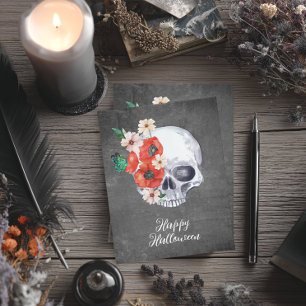  Floral Skull Halloween Card