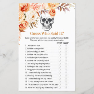 Floral Skull Halloween Guess Who Said It Game