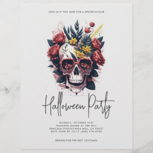 Floral Skull Halloween Party Flyer