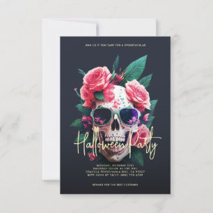 Floral Skull Halloween Party Invitation