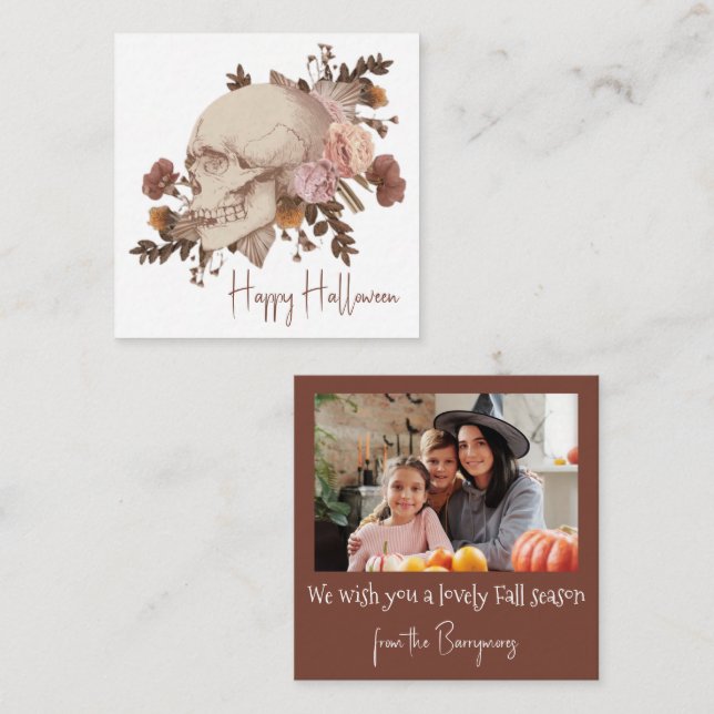 Floral Skull Halloween Rustic Card (Front/Back)