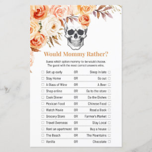Floral Skull Halloween Would Mummy Rather Game