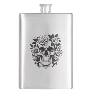 Floral Skull Hip Flask