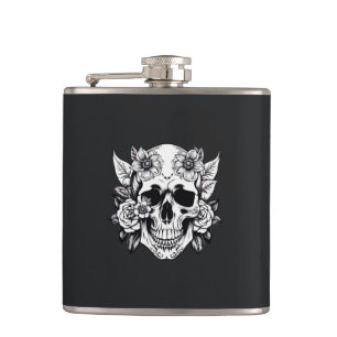 Floral Skull Hip Flask