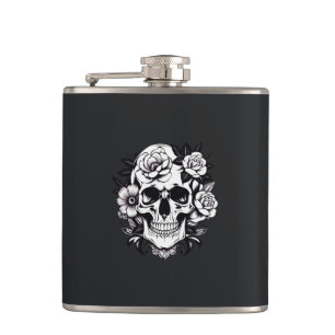 Floral Skull Hip Flask