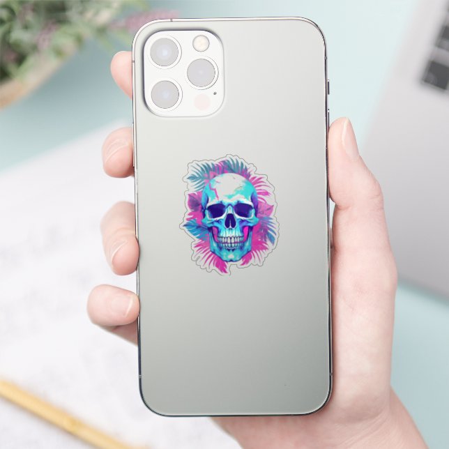 Floral Skull in Vaporwave Style (Phone)