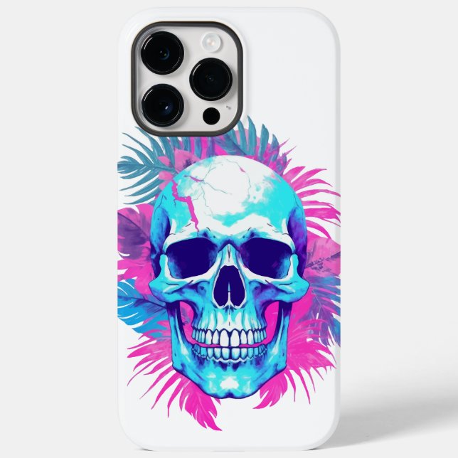 Floral Skull in Vaporwave Style Case-Mate iPhone Case (Back)