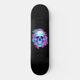 Floral Skull in Vaporwave Style Skateboard