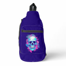 Floral Skull in Vaporwave Style